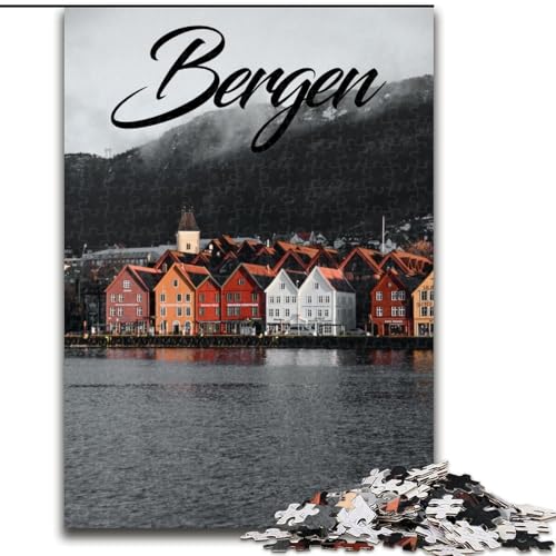 Puzzle für Erwachsene, 1000 Teile, Bergen, Norwegen, für 14+, anspruchsvolles Spiel als Geschenk für die ganze Familie und Freunde, 50x75cm von ABKMXDKZ