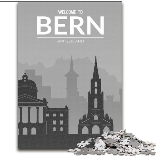 Puzzle für Erwachsene, 1000 Teile, Bern, Schweiz, für Kinder ab 14 Jahren, jedes Teil ist einzigartig – lustiges und herausforderndes Spiel für die ganze Familie, tolles Geschenk, 26x38cm von ABKMXDKZ