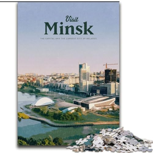 Puzzle für Erwachsene, 1000 Teile, Besuchen Sie Minsk, helfen Sie dem Gehirn, süchtig machendes Spielzeug zu trainieren, um Geduld zu fördern, perfekte Dekoration, 50x75cm von ABKMXDKZ