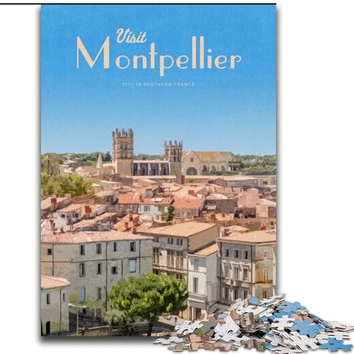 Puzzle für Erwachsene, 1000 Teile, Besuchen Sie Montpellier, geeignet für Personen ab 14 Jahren, anspruchsvoll zu vervollständigen, Aber lustig und humorvoll, tolles Geschenk, 26x38cm von ABKMXDKZ
