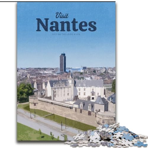 Puzzle für Erwachsene, 1000 Teile, Besuchen Sie Nantes, geeignet für Kinder ab 14 Jahren, Lernspiele für Zuhause, DIY-Spielzeug, Kunstwerk, Geschenk, 50x75cm von ABKMXDKZ