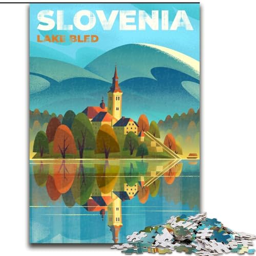 Puzzle für Erwachsene, 1000 Teile, Bleder See, Slowenien, hilft dem Gehirn, süchtig machendes Spielzeug zu trainieren, um Geduld zu fördern, perfekte Dekoration, 26x38cm von ABKMXDKZ
