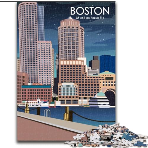 Puzzle für Erwachsene, 1000 Teile, Boston, Massachusetts, Kunst, Spielzeug, Lernspiele, Stressabbau, Stärkung der Liebe zwischen Paaren, 50x75cm von ABKMXDKZ