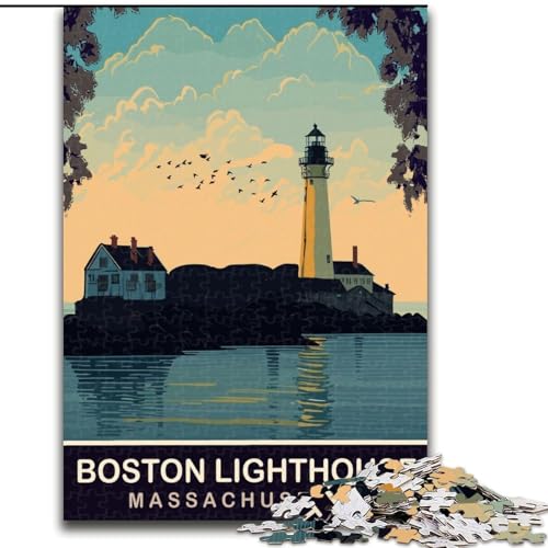Puzzle für Erwachsene, 1000 Teile, Boston Lighthouse, Spielspielzeug, jedes Teil ist einzigartig – anspruchsvolles Familienspiel für Kinder ab 14 Jahren, 50x75cm von ABKMXDKZ