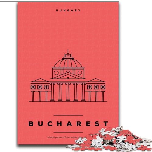 Puzzle für Erwachsene, 1000 Teile, Bukarest, Ungarn, hilft dem Gehirn, süchtig machendes Spielzeug zu trainieren, um Geduld zu fördern, perfekte Dekoration, 26x38cm von ABKMXDKZ