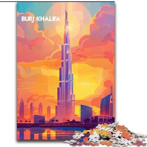 Puzzle für Erwachsene, 1000 Teile, Burj Khalifa Glow, Spielzeug, Lernspiele, Stressabbau, Stärkung der Liebe zwischen Paaren, 26x38cm von ABKMXDKZ