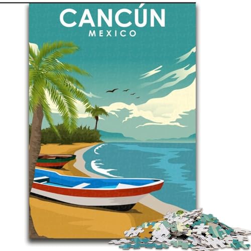 Puzzle für Erwachsene, 1000 Teile, Cancun, Mexiko-Reisedruck, für Kinder ab 14 Jahren, jedes Teil ist einzigartig – lustiges und herausforderndes Spiel für die ganze Familie, tolles Geschenk, 26x38cm von ABKMXDKZ