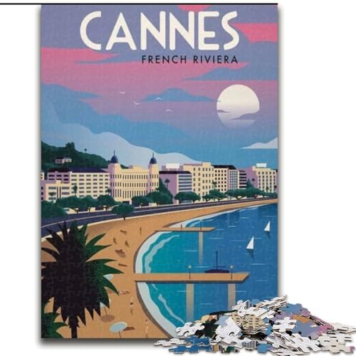 Puzzle für Erwachsene, 1000 Teile, Cannes, hilft dem Gehirn, süchtig machendes Spielzeug zu trainieren, um Geduld zu fördern, perfekte Dekoration, 50x75cm von ABKMXDKZ