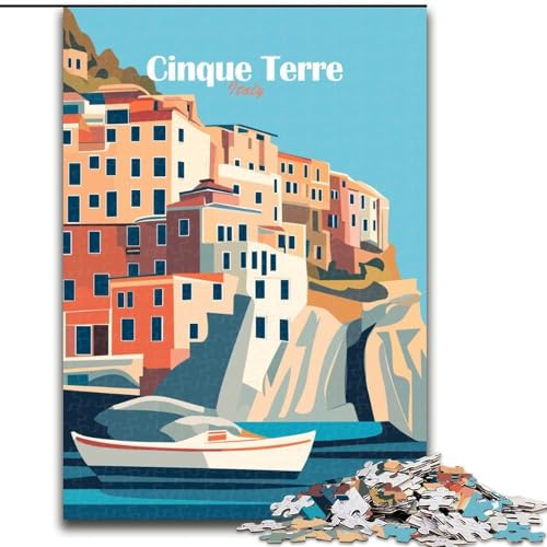 Puzzle für Erwachsene, 1000 Teile, Cinque Terre, Italien-Poster, Spielzeug, Lernspiele, Stressabbau, Stärkung der Liebe zwischen Paaren, 26x38cm von ABKMXDKZ