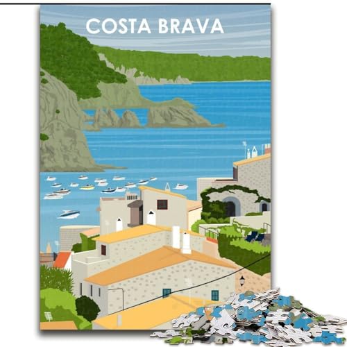Puzzle für Erwachsene, 1000 Teile, Costa Brava, Spanien, Kunst, Spielzeug, Lernspiele, Stressabbau, Stärkung der Liebe zwischen Paaren, 50x75cm von ABKMXDKZ