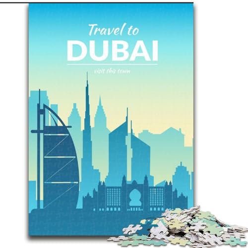 Puzzle für Erwachsene, 1000 Teile, Dubai, VAE, hilft dem Gehirn, süchtig machendes Spielzeug zu trainieren, um Geduld zu fördern, perfekte Dekoration, 50x75cm von ABKMXDKZ