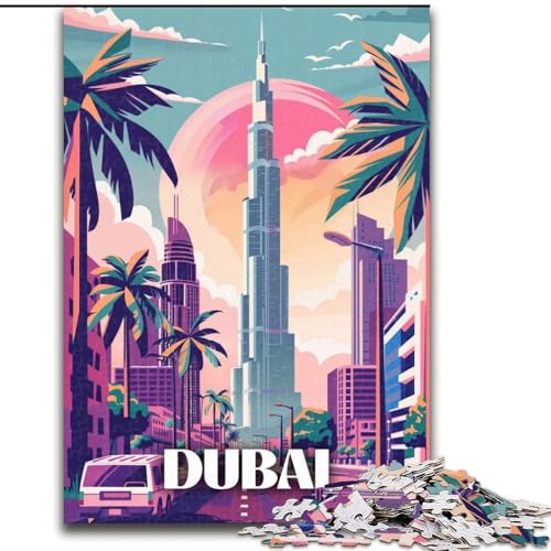 Puzzle für Erwachsene, 1000 Teile, Dubail Skyline Vibes, Spielzeug, Lernspiele, Stressabbau, Stärkung der Liebe zwischen Paaren, 26x38cm von ABKMXDKZ