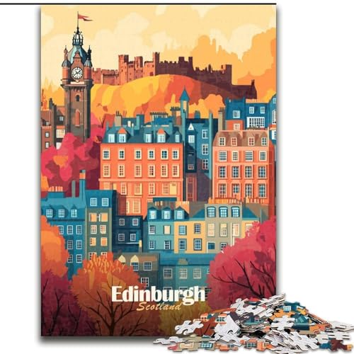 Puzzle für Erwachsene, 1000 Teile, Edinburgh-Stadtbild, Spielzeug, Lernspiele, Stressabbau, Stärkung der Liebe zwischen Paaren, 50x75cm von ABKMXDKZ