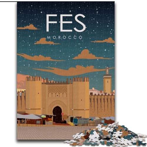 Puzzle für Erwachsene, 1000 Teile, FES, Marokko, Reiseplakat, Spielzeug, Lernspiele, Stressabbau, Stärkung der Liebe zwischen Paaren, 50x75cm Puzzle für Erwachsene, 1000 Teile, FES, Marokko, Reiseplakat, Spielzeug, Lernspiele, Stressabbau, Stärkung der Liebe zwischen Paaren, 50x75cm von ABKMXDKZ