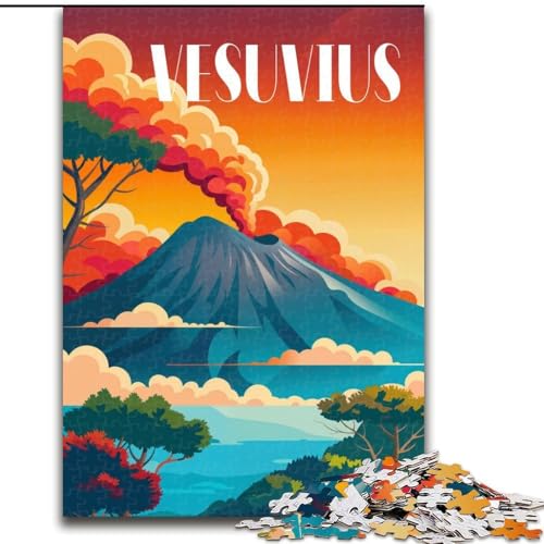 Puzzle für Erwachsene, 1000 Teile, Feuriger Vesuv, für Kinder ab 14 Jahren, jedes Teil ist einzigartig – lustiges und herausforderndes Spiel für die ganze Familie, tolles Geschenk, 26x38cm von ABKMXDKZ