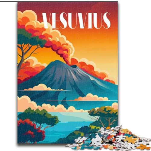 Puzzle für Erwachsene, 1000 Teile, Feuriger Vesuv, geeignet für Personen ab 14 Jahren Anspruchsvoll zu vervollständigen, Aber lustig und humorvoll Tolles Geschenk, 50x75cm von ABKMXDKZ
