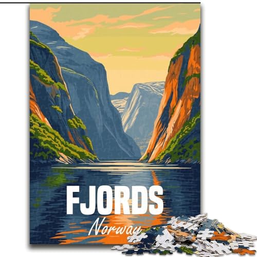 Puzzle für Erwachsene, 1000 Teile, Fjorde, Norwegen, Spielzeug, Lernspiele, Stressabbau, Stärkung der Liebe zwischen Paaren, 26x38cm von ABKMXDKZ
