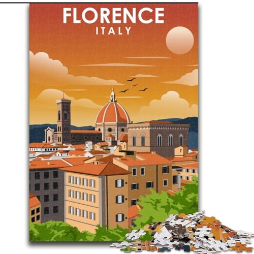 Puzzle für Erwachsene, 1000 Teile, Florenz, Italien, Reisekunst, Spielspielzeug, jedes Teil ist einzigartig – anspruchsvolles Familienspiel für Kinder ab 14 Jahren, 26x38cm von ABKMXDKZ