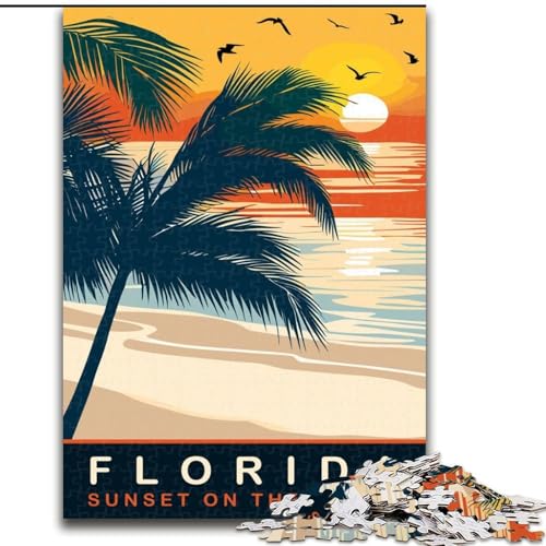 Puzzle für Erwachsene, 1000 Teile, Florida Beach, Spielzeug, Lernspiele, Stressabbau, Stärkung der Liebe zwischen Paaren, 26x38cm von ABKMXDKZ