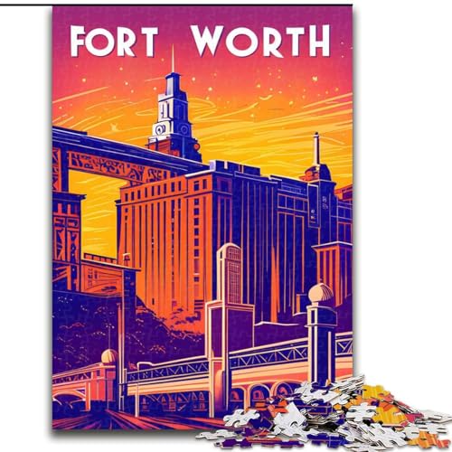 Puzzle für Erwachsene, 1000 Teile, Fort Worth, geeignet für Kinder ab 14 Jahren, Lernspiele für Zuhause, DIY-Spielzeug, Kunstwerk, Geschenk, 26x38cm von ABKMXDKZ