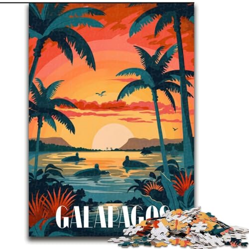 Puzzle für Erwachsene, 1000 Teile, Galapagos-Sonnenuntergangsglück, Spielzeug, Lernspiele, Stressabbau, Stärkung der Liebe zwischen Paaren, 50x75cm von ABKMXDKZ
