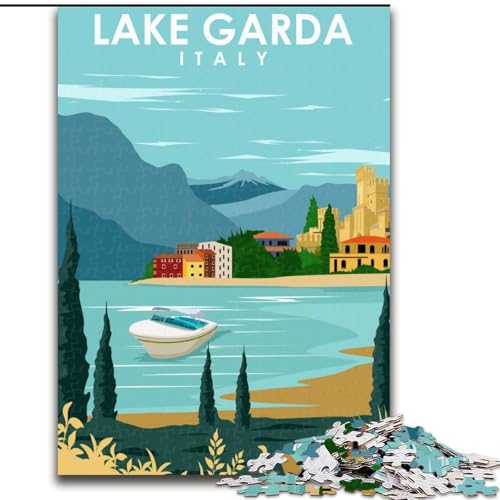 Puzzle für Erwachsene, 1000 Teile, Gardasee, Italien, Kunst, für Kinder ab 14 Jahren, jedes Teil ist einzigartig – lustiges und herausforderndes Spiel für die ganze Familie, tolles Geschenk, 50x75cm von ABKMXDKZ