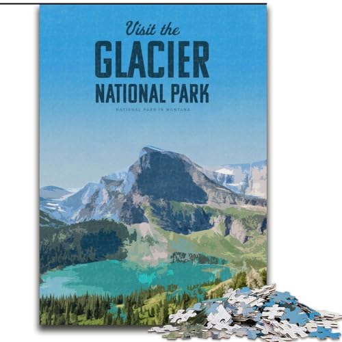 Puzzle für Erwachsene, 1000 Teile, Glacier-Nationalpark, für Kinder ab 14 Jahren, jedes Teil ist einzigartig – lustiges und herausforderndes Spiel für die ganze Familie, tolles Geschenk, 26x38cm von ABKMXDKZ