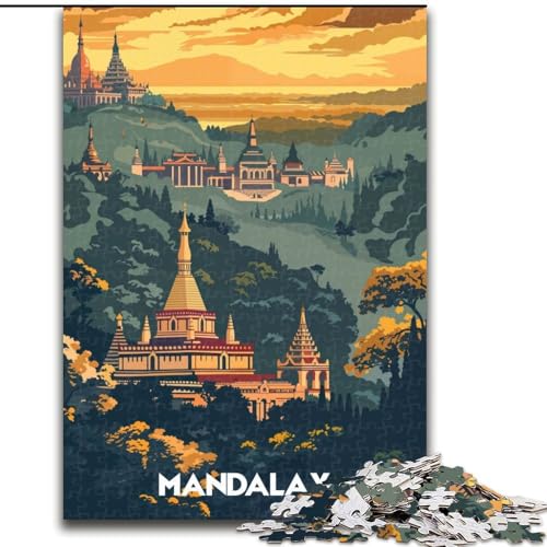 Puzzle für Erwachsene, 1000 Teile, Golden Mandalay, für 14+, anspruchsvolles Spiel als Geschenk für die ganze Familie und Freunde, 26x38cm von ABKMXDKZ