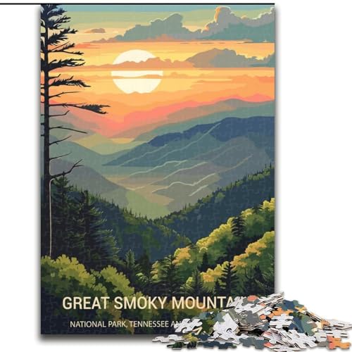 Puzzle für Erwachsene, 1000 Teile, Great Smoky Mountains, geeignet für Kinder ab 14 Jahren, Lernspiele für Zuhause, DIY-Spielzeug, Kunstwerk, Geschenk, 50x75cm von ABKMXDKZ