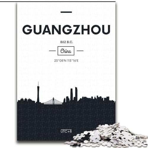 Puzzle für Erwachsene, 1000 Teile, Guangzhou, China, Spielzeug, Lernspiele, Stressabbau, Stärkung der Liebe zwischen Paaren, 26x38cm von ABKMXDKZ
