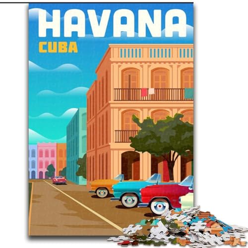 Puzzle für Erwachsene, 1000 Teile, Havanna, für Kinder ab 14 Jahren, jedes Teil ist einzigartig – lustiges und herausforderndes Spiel für die ganze Familie, tolles Geschenk, 50x75cm von ABKMXDKZ