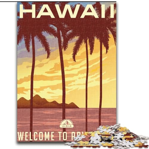 Puzzle für Erwachsene, 1000 Teile, Hawaii, Spielspielzeug, jedes Teil ist einzigartig – anspruchsvolles Familienspiel für Kinder ab 14 Jahren, 50x75cm von ABKMXDKZ