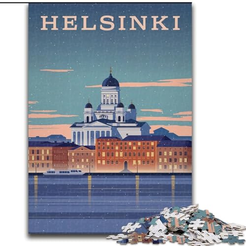 Puzzle für Erwachsene, 1000 Teile, Helsinki, für Kinder ab 14 Jahren, jedes Teil ist einzigartig – lustiges und herausforderndes Spiel für die ganze Familie, tolles Geschenk, 26x38cm von ABKMXDKZ