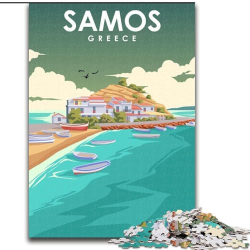 Puzzle für Erwachsene, 1000 Teile, Inselkunst auf Samos, Griechenland, für 14+, anspruchsvolles Spiel als Geschenk für die ganze Familie und Freunde, 50x75cm von ABKMXDKZ