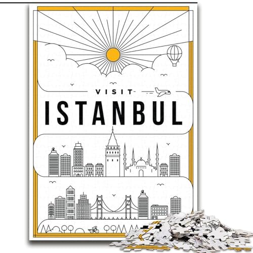 Puzzle für Erwachsene, 1000 Teile, Istanbul, Türkei, anspruchsvoll, mit vollständig ineinandergreifenden, zufällig geformten Teilen, 26x38cm von ABKMXDKZ