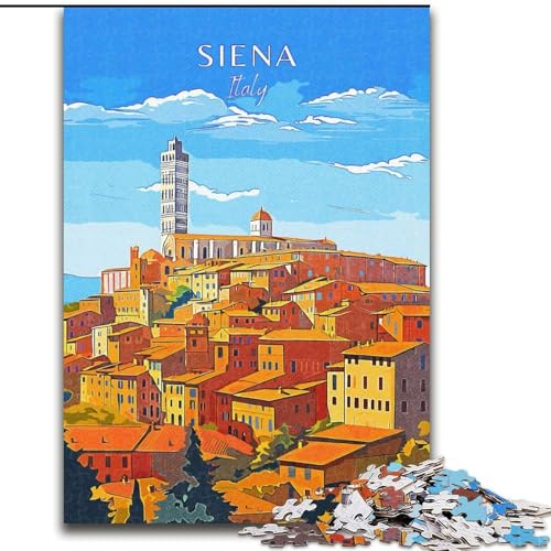 Puzzle für Erwachsene, 1000 Teile, Italien, Siena, Reisen, anspruchsvoll, schwierig, mit vollständig ineinandergreifenden, zufällig geformten Teilen, 26x38cm von ABKMXDKZ