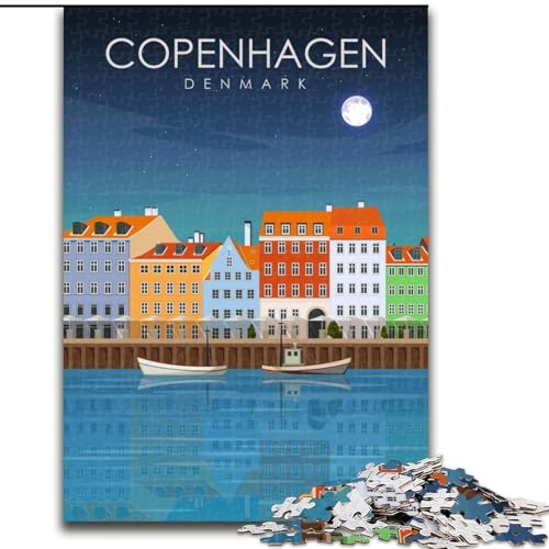 Puzzle für Erwachsene, 1000 Teile, Kopenhagen, Dänemark, Kunst, für 14+, anspruchsvolles Spiel als Geschenk für die ganze Familie und Freunde, 26x38cm von ABKMXDKZ