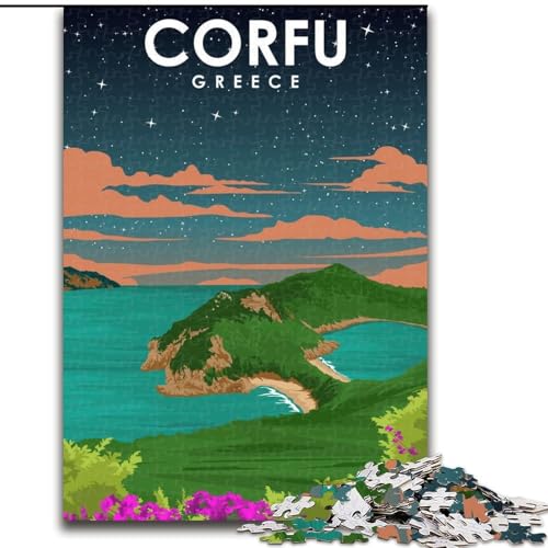 Puzzle für Erwachsene, 1000 Teile, Korfu-Zaubernacht, Spielspielzeug, jedes Teil ist einzigartig – anspruchsvolles Familienspiel für Kinder ab 14 Jahren, 26x38cm von ABKMXDKZ