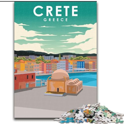 Puzzle für Erwachsene, 1000 Teile, Kreta, Griechenland, Reiseplakat, für 14+, anspruchsvolles Spiel als Geschenk für die ganze Familie und Freunde, 50x75cm von ABKMXDKZ