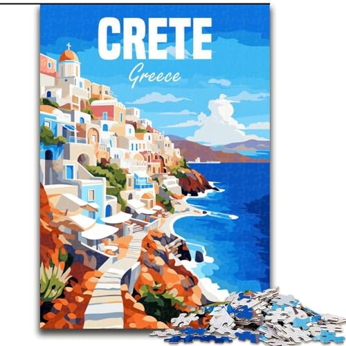 Puzzle für Erwachsene, 1000 Teile, Kreta, Griechenland, Spielzeug, Lernspiele, Stressabbau, Stärkung der Liebe zwischen Paaren, 26x38cm von ABKMXDKZ