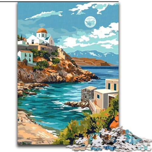 Puzzle für Erwachsene, 1000 Teile, Kreta-Küstenlandschaft, Spielzeug, Lernspiele, Stressabbau, Stärkung der Liebe zwischen Paaren, 50x75cm von ABKMXDKZ