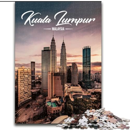 Puzzle für Erwachsene, 1000 Teile, Kuala Lumpur, Spielspielzeug, jedes Teil ist einzigartig – anspruchsvolles Familienspiel für Kinder ab 14 Jahren, 50x75cm von ABKMXDKZ