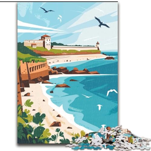 Puzzle für Erwachsene, 1000 Teile, Küstenfestungsillustration, geeignet für Personen ab 14 Jahren, anspruchsvoll zu vervollständigen, Aber lustig und humorvoll, tolles Geschenk, 50x75cm von ABKMXDKZ