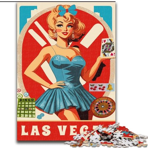 Puzzle für Erwachsene, 1000 Teile, Las Vegas Blonde, Familienspiel, Stressabbau, schwierige Herausforderung, stärkt die Liebe zwischen Paaren, 26x38cm von ABKMXDKZ