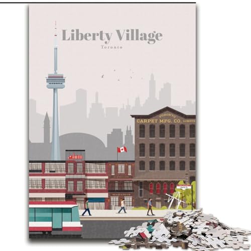 Puzzle für Erwachsene, 1000 Teile, Liberty Village in Toronto, hilft dem Gehirn, süchtig machendes Spielzeug zu trainieren, um Geduld zu fördern, perfekte Dekoration, 26x38cm von ABKMXDKZ