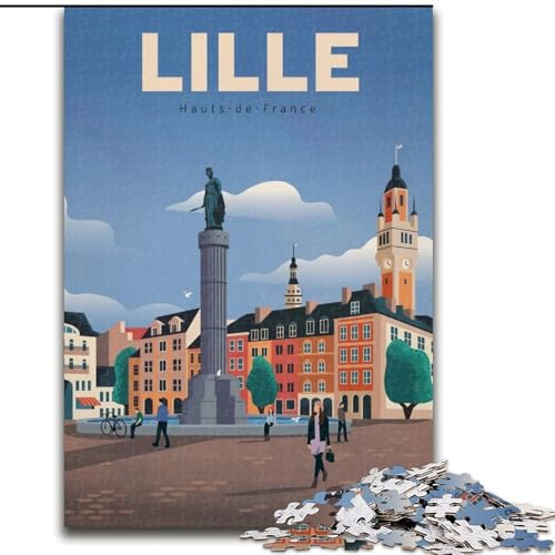 Puzzle für Erwachsene, 1000 Teile, Lille, Spielspielzeug, jedes Teil ist einzigartig – anspruchsvolles Familienspiel für Kinder ab 14 Jahren, 50x75cm von ABKMXDKZ