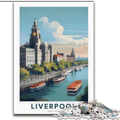 Puzzle für Erwachsene, 1000 Teile, Liverpool, Vereinigtes Königreich, Spielspielzeug, jedes Teil ist einzigartig – anspruchsvolles Familienspiel für Kinder ab 14 Jahren, 26x38cm von ABKMXDKZ