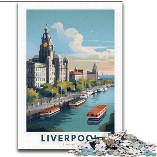 Puzzle für Erwachsene, 1000 Teile, Liverpool, Vereinigtes Königreich, geeignet für Personen ab 14 Jahren Anspruchsvoll zu vervollständigen, Aber lustig und humorvoll Tolles Geschenk, 50x75cm von ABKMXDKZ