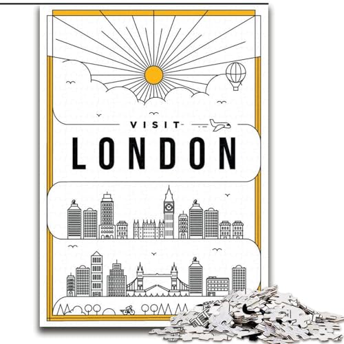 Puzzle für Erwachsene, 1000 Teile, London, Großbritannien, Spielspielzeug, jedes Teil ist einzigartig – anspruchsvolles Familienspiel für Kinder ab 14 Jahren, 50x75cm von ABKMXDKZ