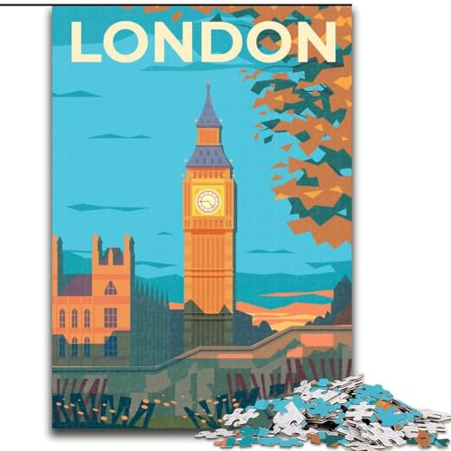 Puzzle für Erwachsene, 1000 Teile, London, Spielzeug, Lernspiele, Stressabbau, Stärkung der Liebe zwischen Paaren, 50x75cm von ABKMXDKZ
